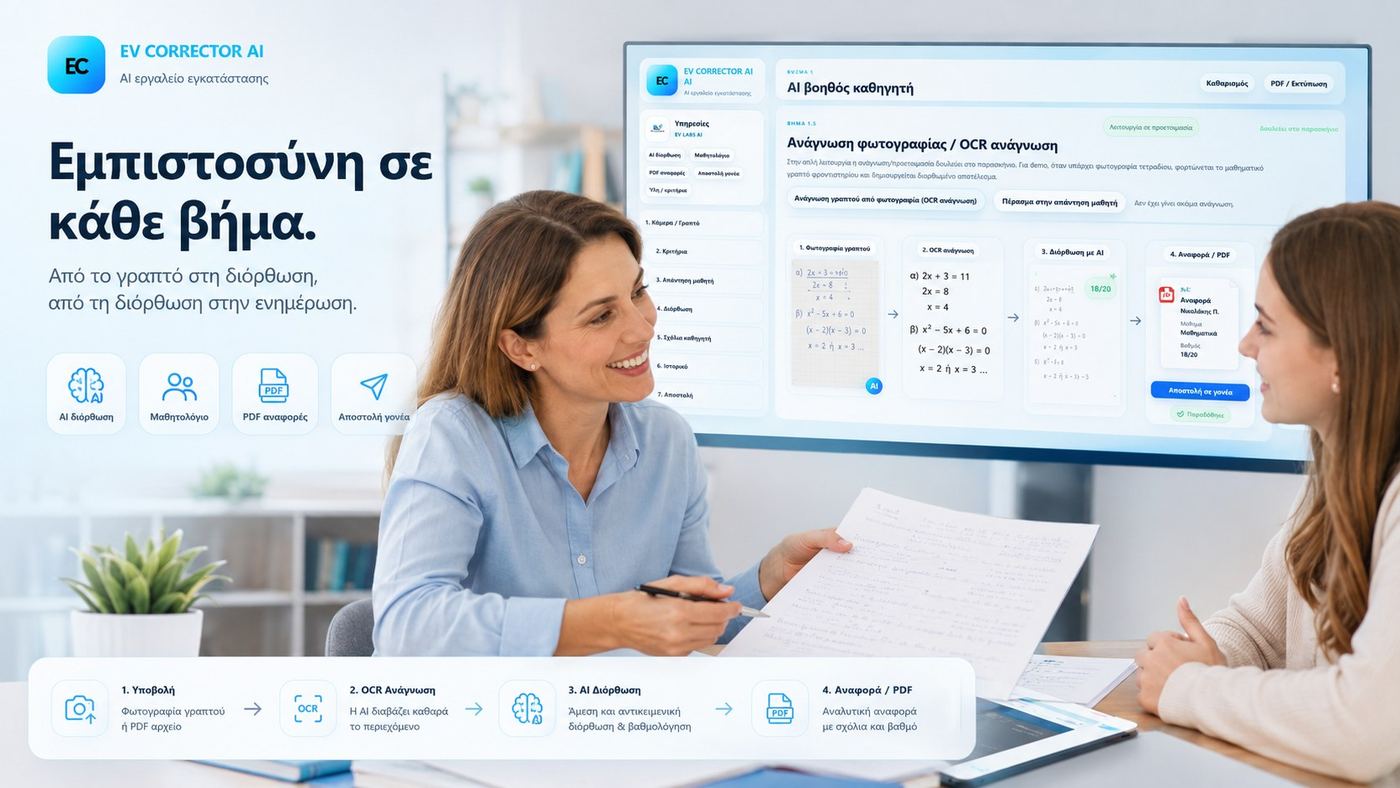 EV Corrector AI εκπαιδευτική εμπιστοσύνη